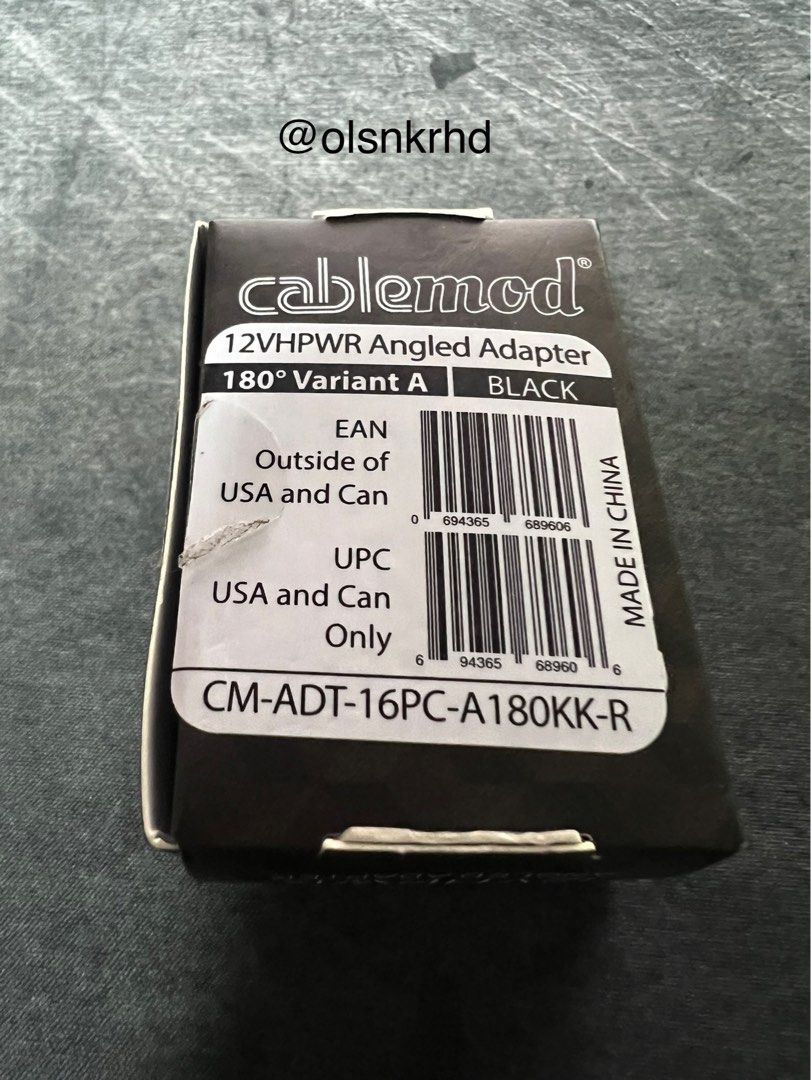 Cablemod 12VHPWR 180 degree Angled Adapter, Computers & Tech, Parts