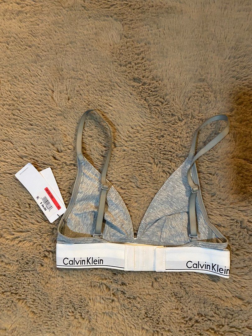 Calvin Klein - Gray Modern Cotton Unlined Triangle Bralette, Women's  Fashion, Undergarments & Loungewear on Carousell