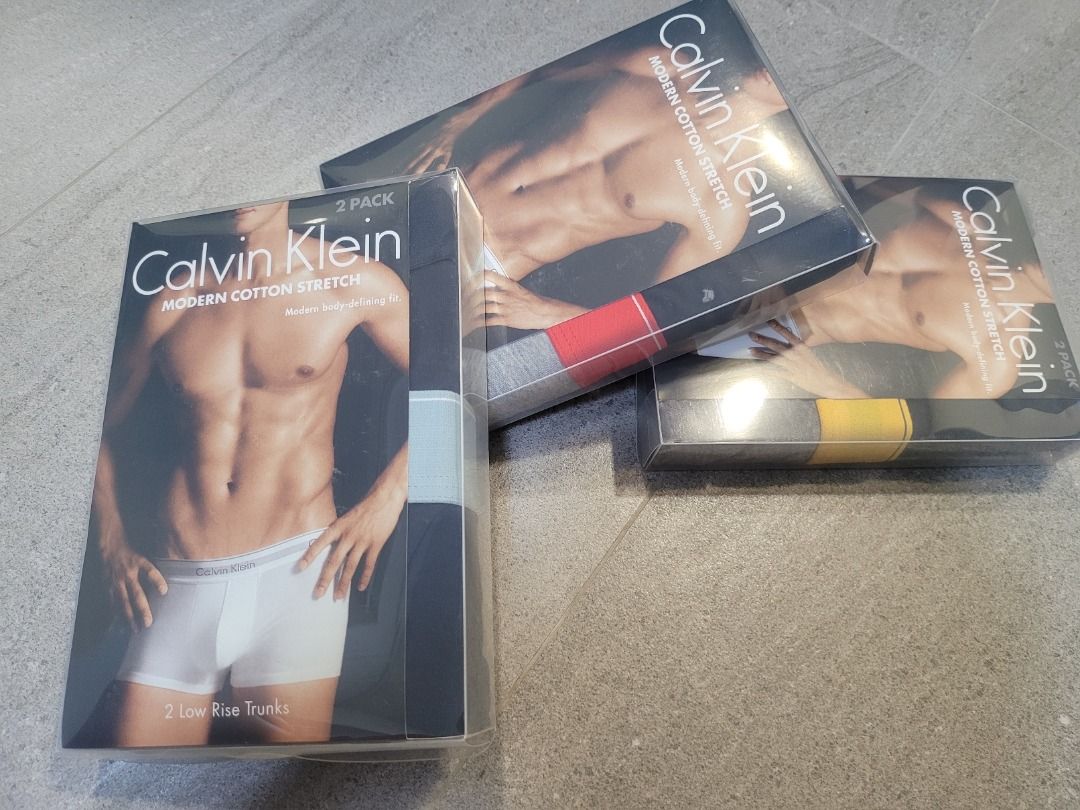 Calvin Klein Color Block Modern Cotton Stretch 2-Pack Low Rise Trunk, Men's  Fashion, Bottoms, New Underwear on Carousell
