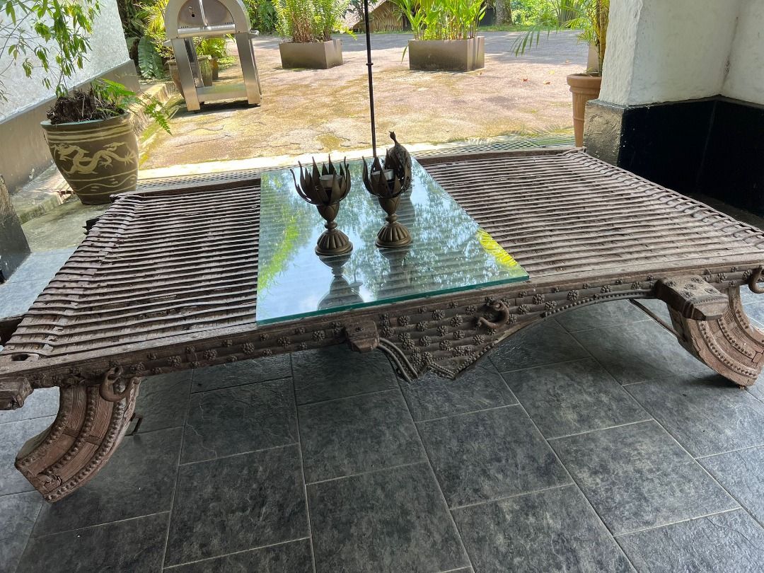 Cambodian ox cart coffee table, Furniture & Home Living, Furniture