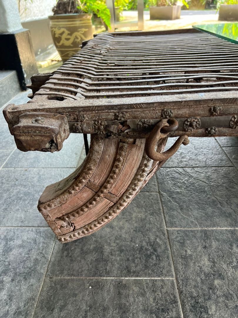 Cambodian ox cart coffee table, Furniture & Home Living, Furniture