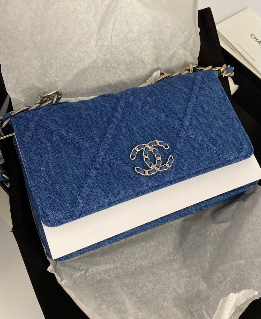 Chanel denim wallet on on sale chain