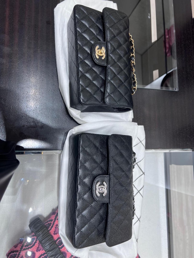 Chanel Caramel/Dark Biege Caviar Classic Medium M/L Flap Bag in