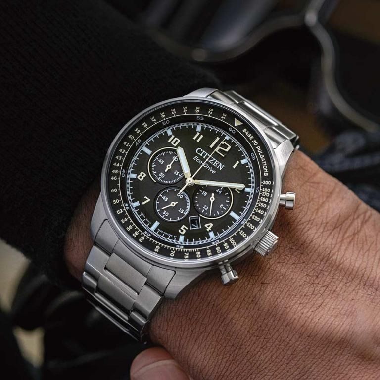 Citizen Eco Drive CA4500 Chronograph Black Analog Stainless Steel Men s Solar Watch