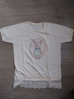 韓國 T-shirt 米黃色短Tee  made in Korea
