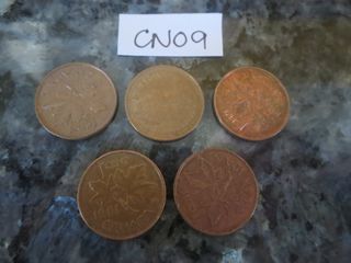 CN09: Canada Vintage Coin 1 Cent 1981 Bronze Coin, Queen Elizabeth II, 5 pcs.., needs cleaning