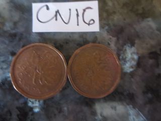 CN16: Canada Vintage Coins 1 Cent 1988, Bronze Coin, Queen Elizabeth II,  2 pcs.., needs cleaning