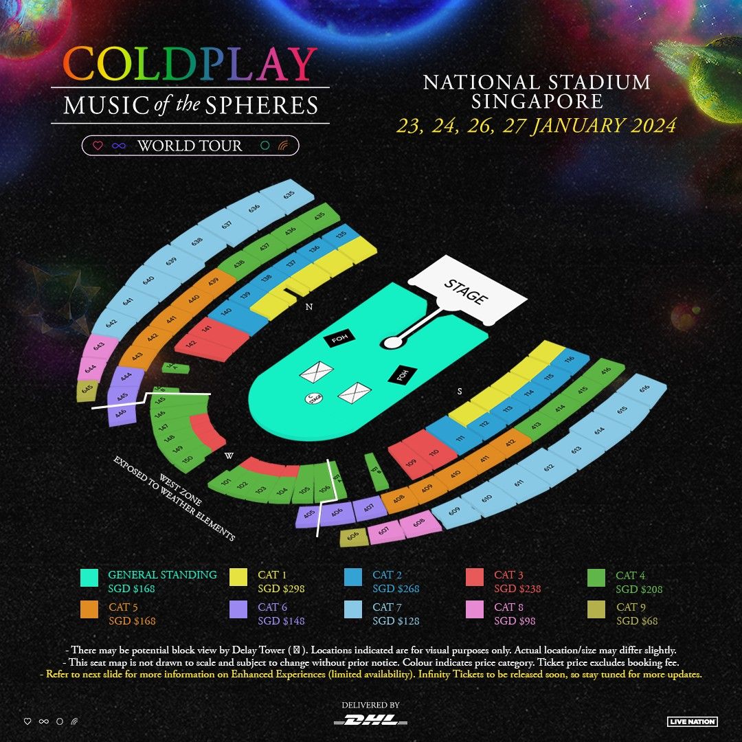 ColdPlay Singapore 2024 31 Jan with merch and vip entrance, Tickets