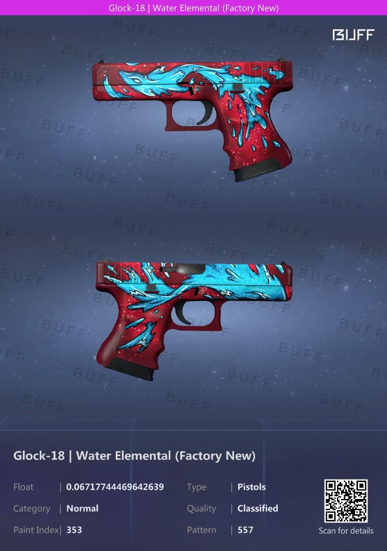 CSGO Glock18 Water Elemental (Factory New), Video Gaming, Gaming
