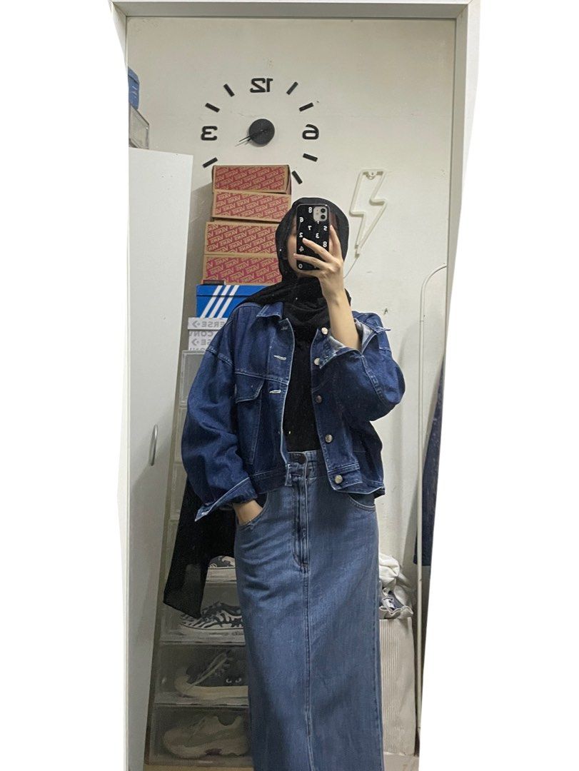 Denim baggy jacket, Women's Fashion, Coats, Jackets and Outerwear on ...