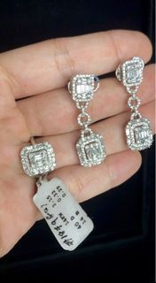 Diamond Earrings Ring Set 18k White Gold