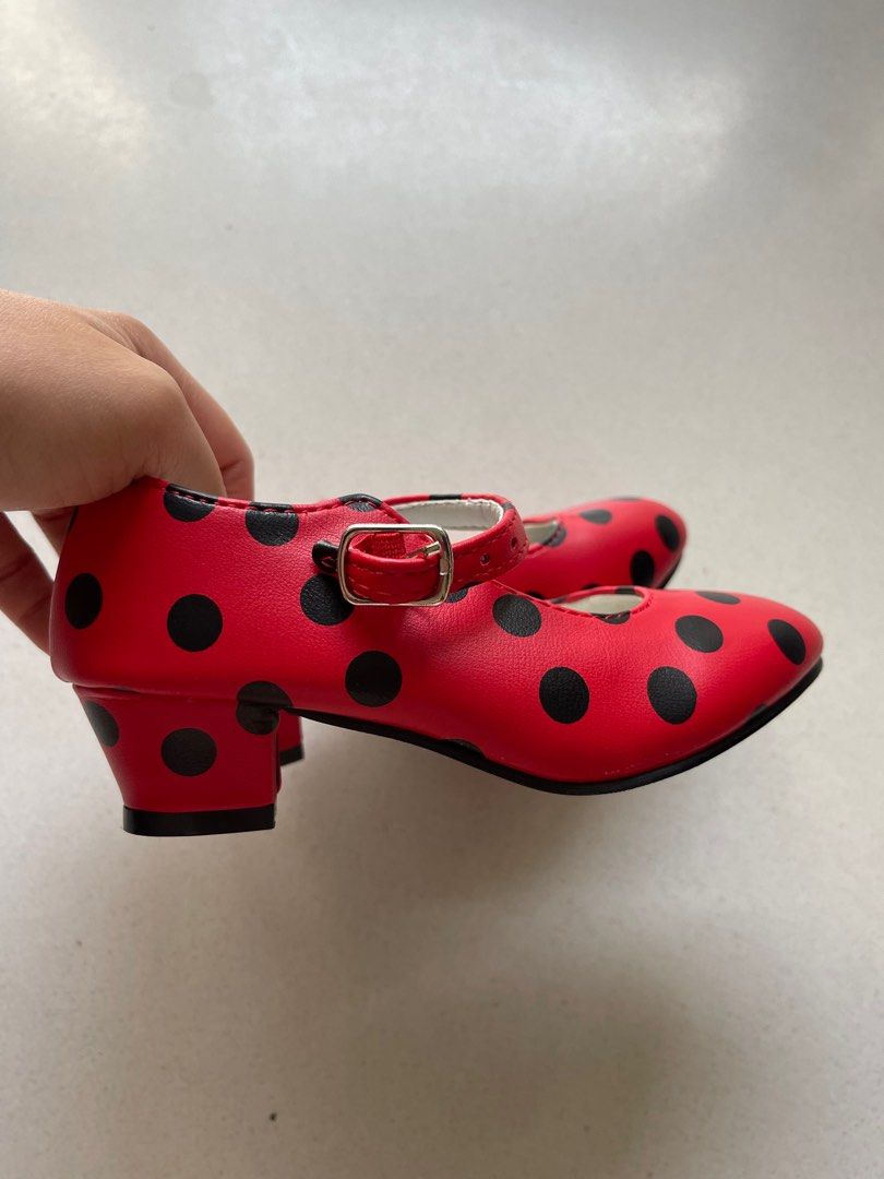 Red and black polka top dot shoes