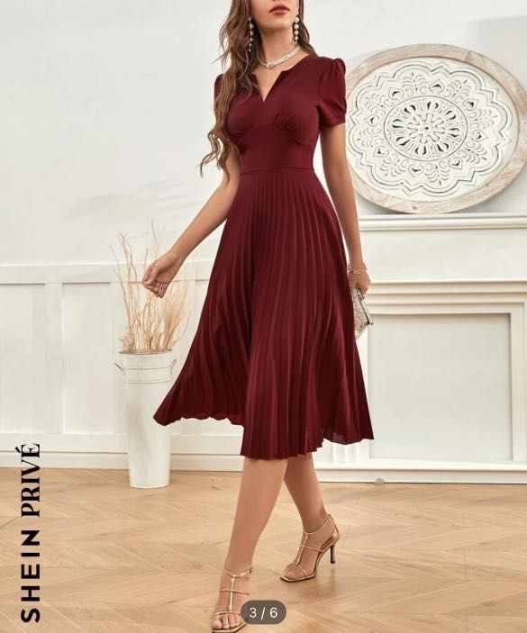 SHEIN Privé Plus Size Elegant Red Long Dress For New Year