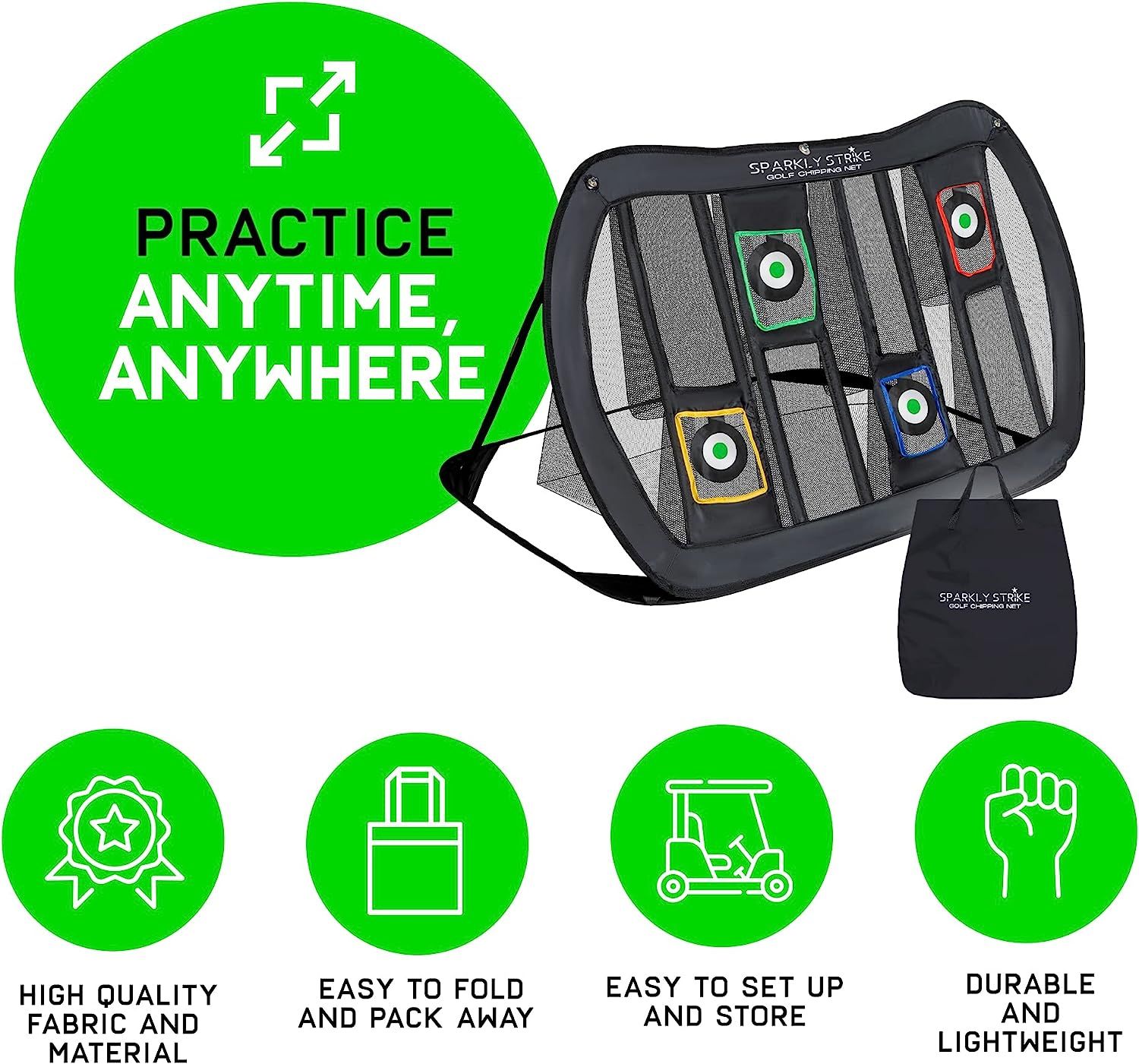 Golf Chipping Net XL Size with 4 Targets. Practice Your Chipping And