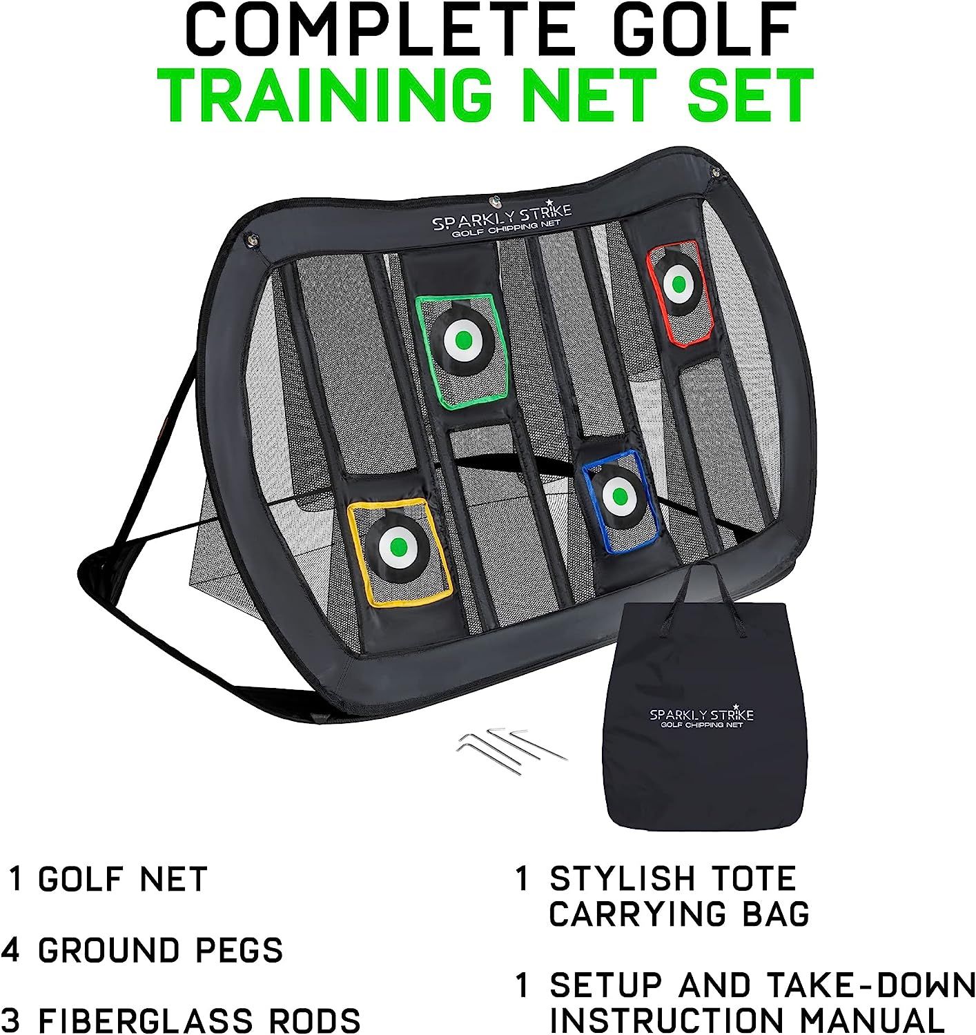 Golf Chipping Net XL Size with 4 Targets. Practice Your Chipping And