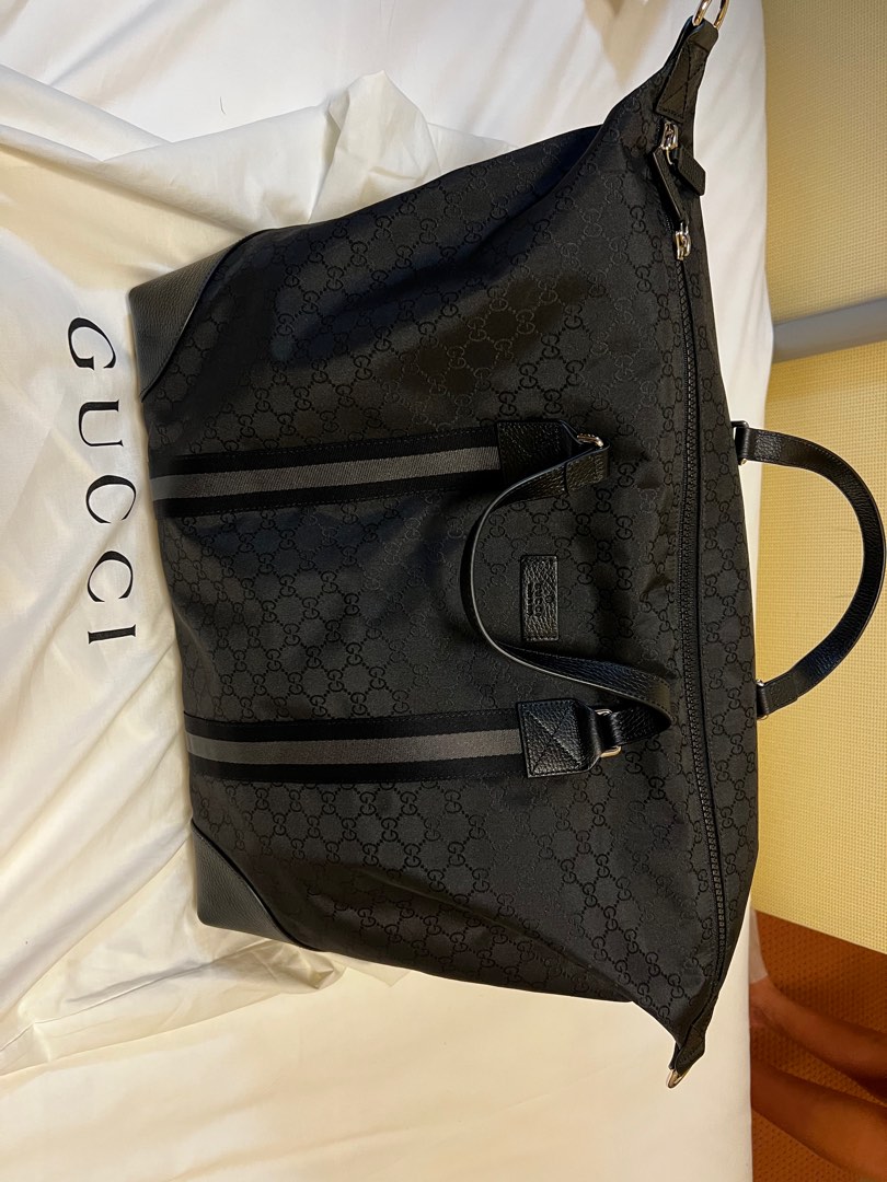 GUCCI Nylon Monogram XL Duffle Bag Black 449180 Carousell