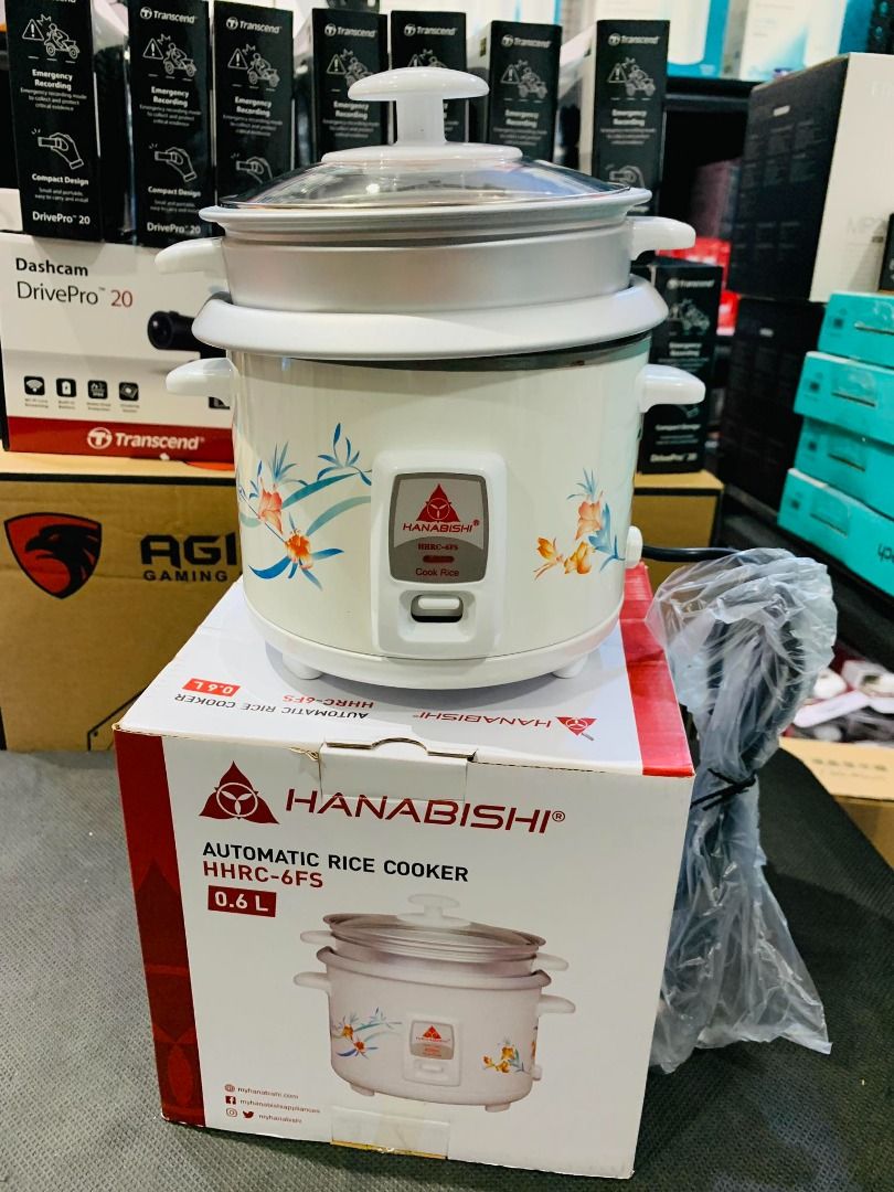 Hanabishi 0.6L Automatic Rice Cooker With Steamer HHRC6FS, TV & Home
