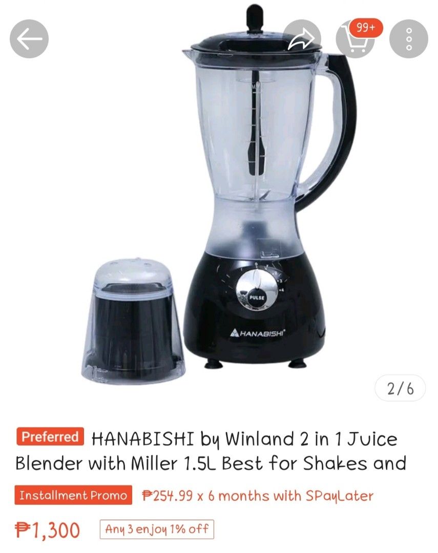 Hanabishi 2 in1 Blender w/ miller 1.5L on Carousell