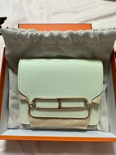 Hermes Roulis mini Vert Amande Ostrich Permabrass, Luxury, Bags & Wallets  on Carousell