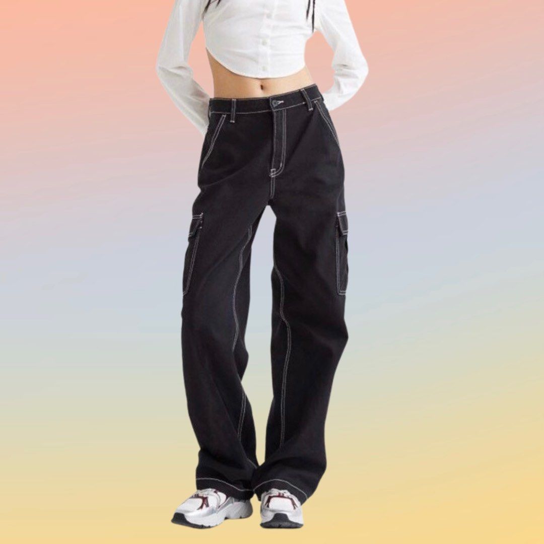 Cheap 2023 Oversized Streetwear Multi-pocket Jeans Cargo Pants Plus Size  Casual Wide Leg Jogger Denim Pants Harajuku Baggy Trousers Men | Joom
