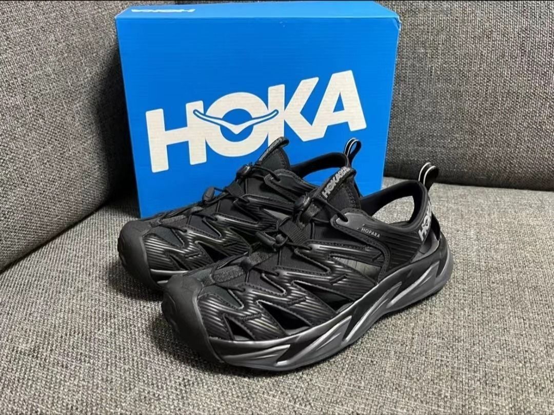 HOKA ONE ONE Hopara 戶外涼鞋黑色, 運動產品, 其他運動配件- Carousell