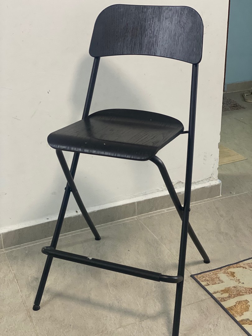 IKEA FRANKLIN Bar Stool (Black), Foldable, Furniture & Home Living, Furniture, Chairs on Carousell