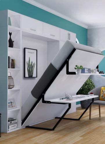 Invisible bed Hidden folding bed Wardrobe bed Murphy bed Flip bed Desk ...