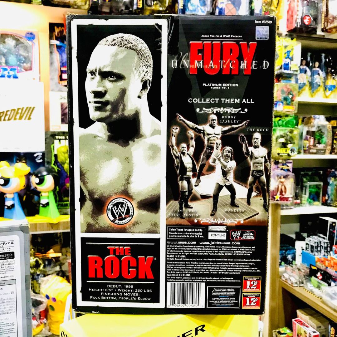 JAKKS PACIFIC WWE FURY UNMATCHED PLATINUM EDITION SERIES THE ROCK RARE,  Hobbies  Toys, Toys  Games on Carousell