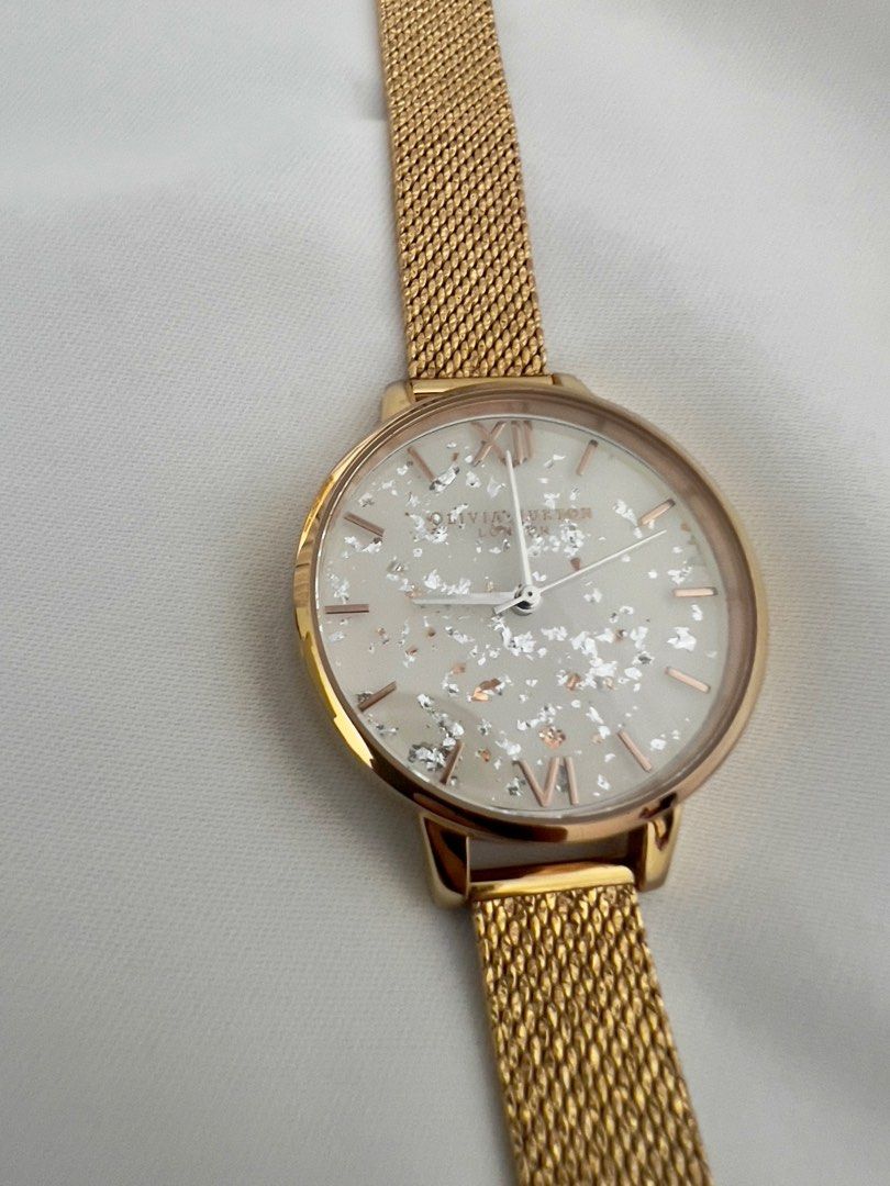 Celestial demi dial discount watch with boucle mesh