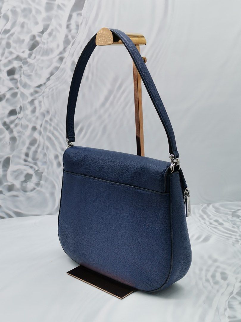 Kate Spade Leila Medium Blueberry Pebble Leather Suede Flap Shoulder Handbag