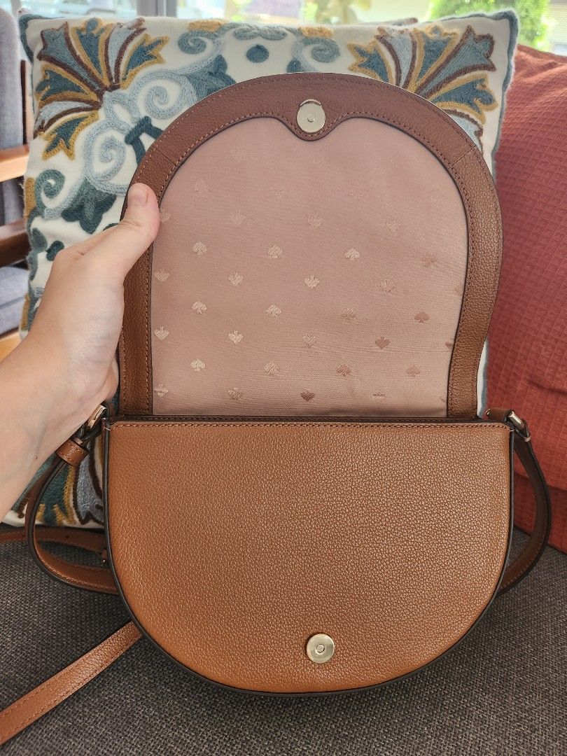 New Kate Spade Luna Crescent Crossbody Bag Leather Warm Gingerbread
