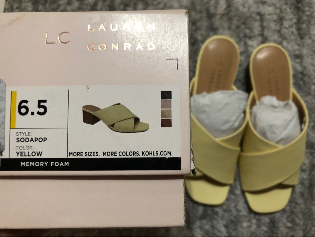 Lauren Conrad Sodapop Yellow Memory Foam Heels with FREEBIES