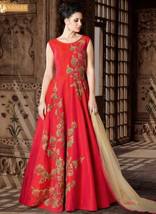 Red colour long hotsell dress