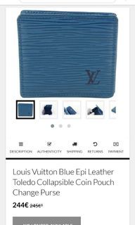 Louis Vuitton Blue Epi Leather Toledo Collapsible Coin Pouch Change Purse