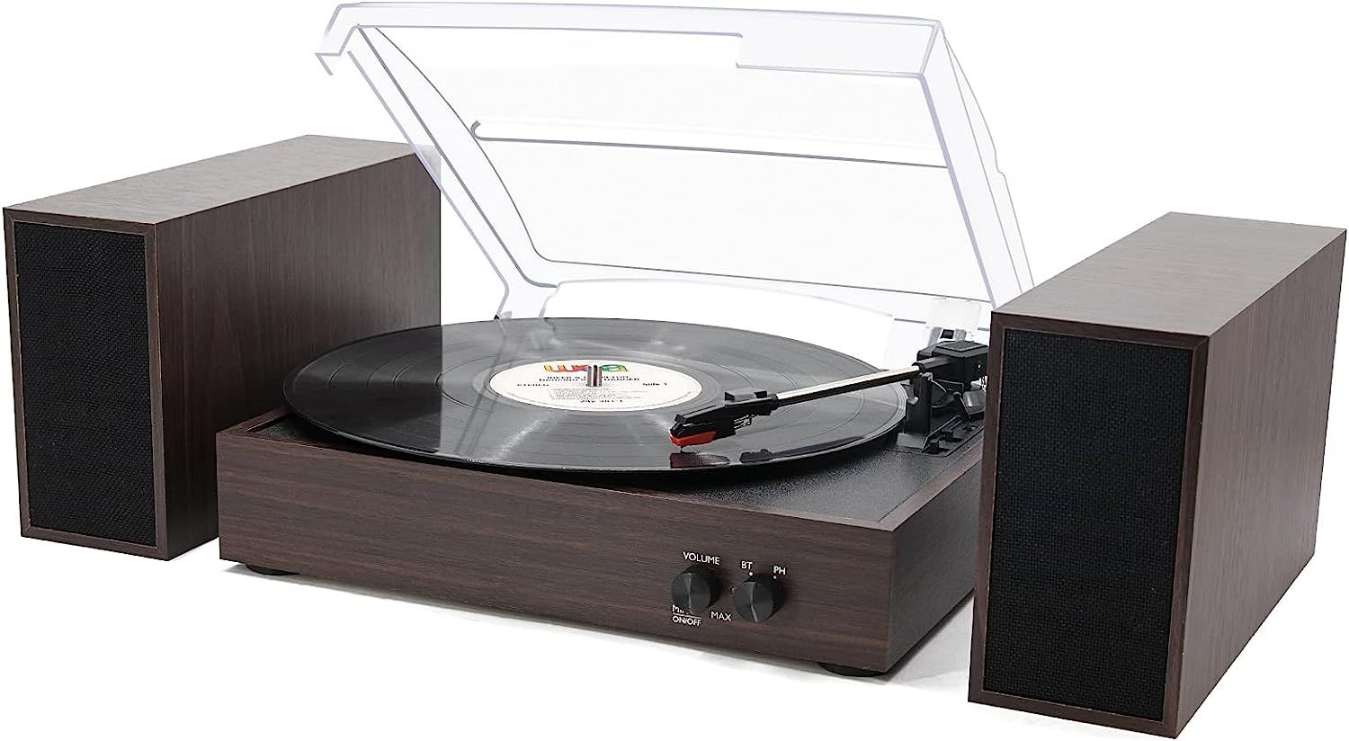 LP&No.1 Bluetooth Turntable Hi-fi System with Bookshelf Speakers, 3 ...