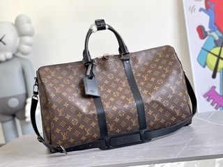 Louis Vuitton Keepall Bandouliere 50 Monogram Macassar Minty Green in  Coated Canvas/Cowhide Leather with Black-tone - US