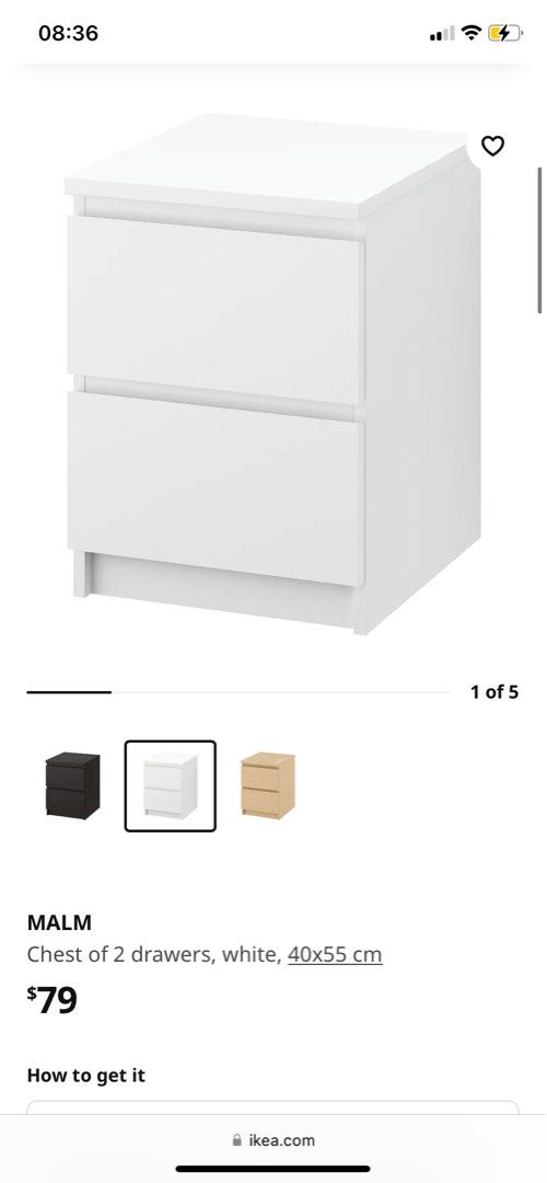 Malm White Nightstand, Furniture & Home Living, Furniture, Other Home