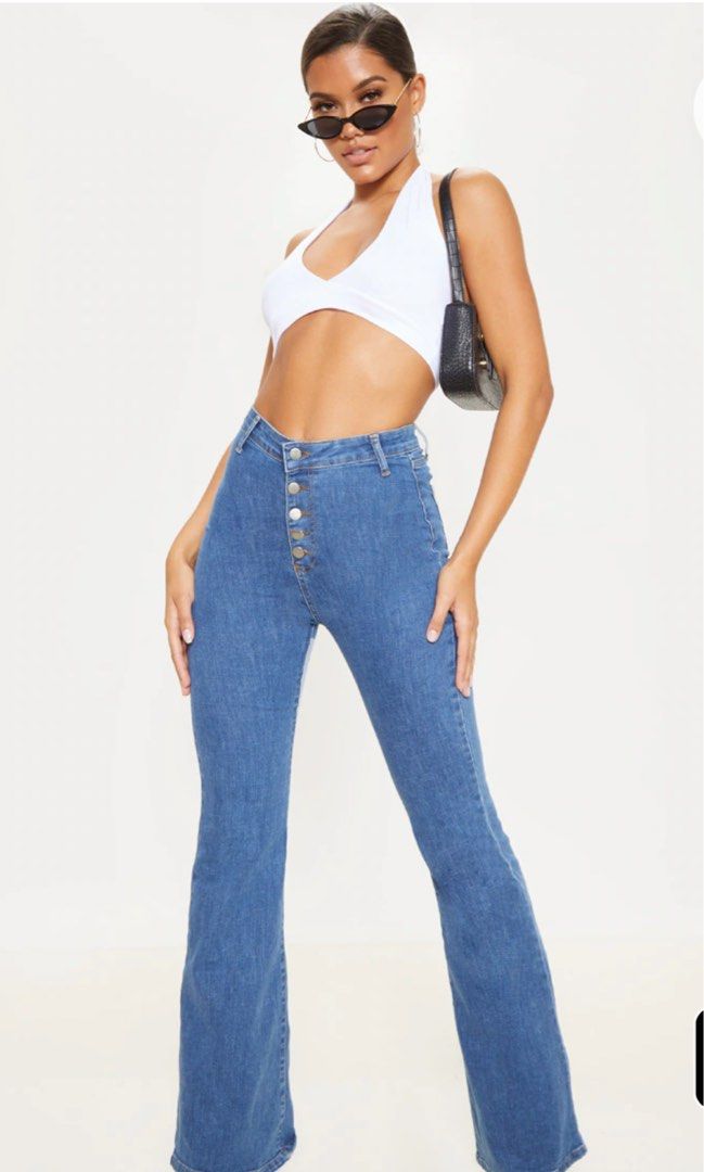 Low rise stretch flare jeans shop
