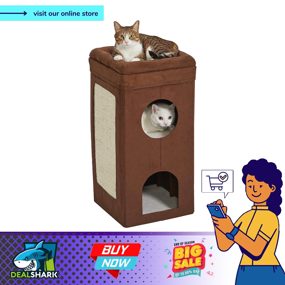 USA MidWest Homes for Pets Cat Condo Tri Level Design in Brown
