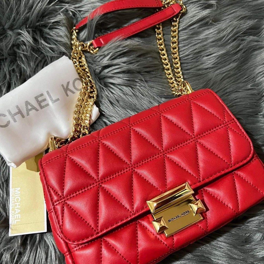 Authentic Michael Kors Mercer Small Red, Luxury, Bags & Wallets on Carousell