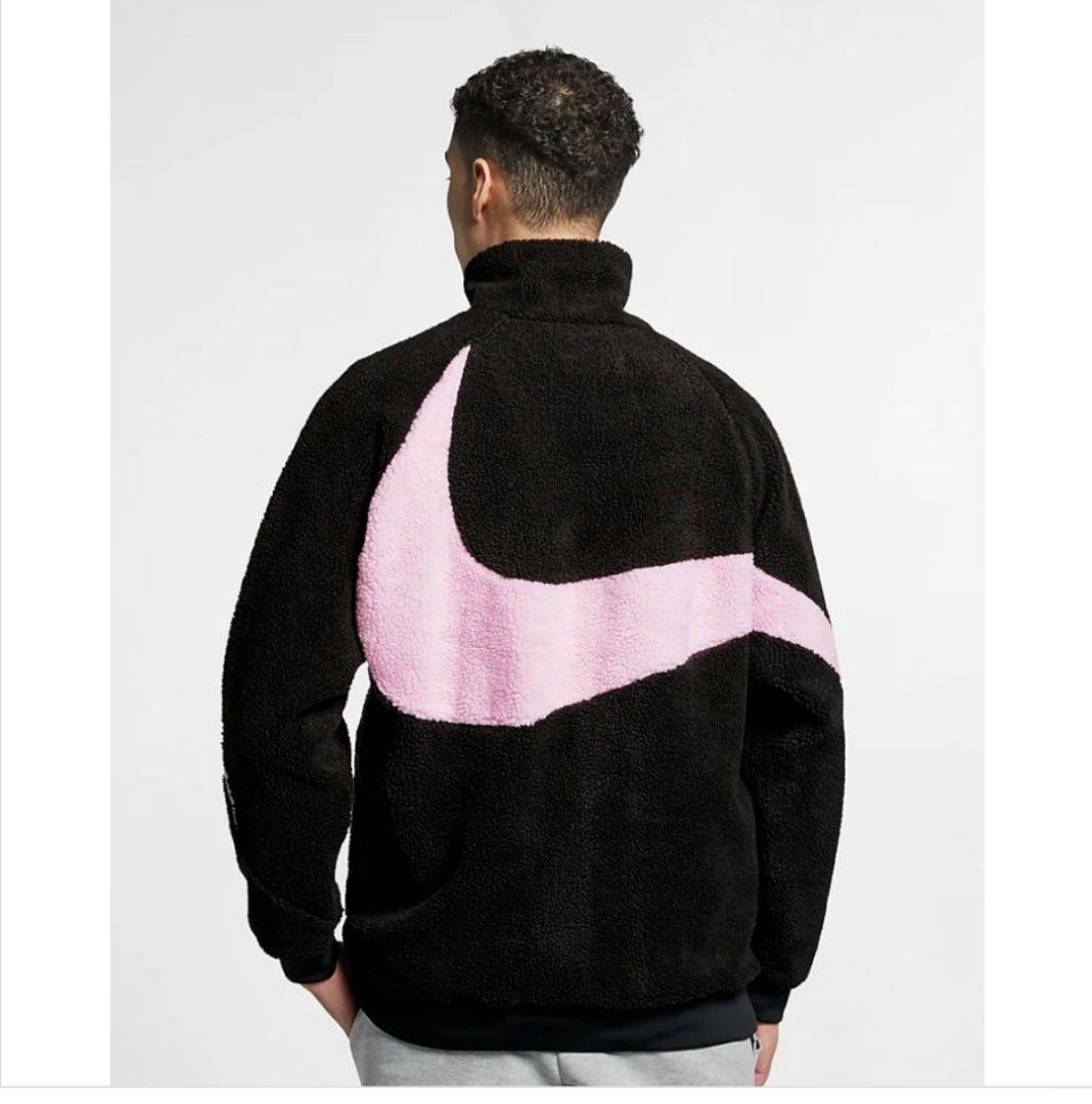 Nike big swoosh reversible boa jacket pink