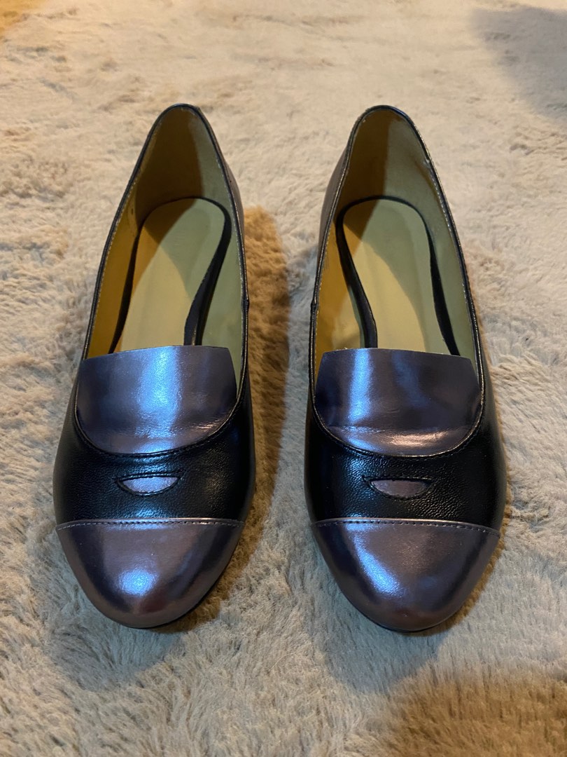 Nine West Black and Metallic Purple Flats Women s Fashion