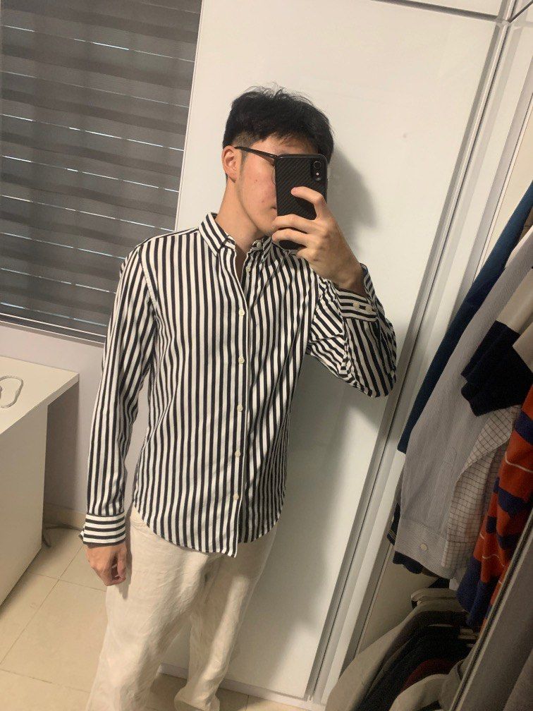Preloved H M Striped Shirt Men s Fashion Tops Sets Formal
