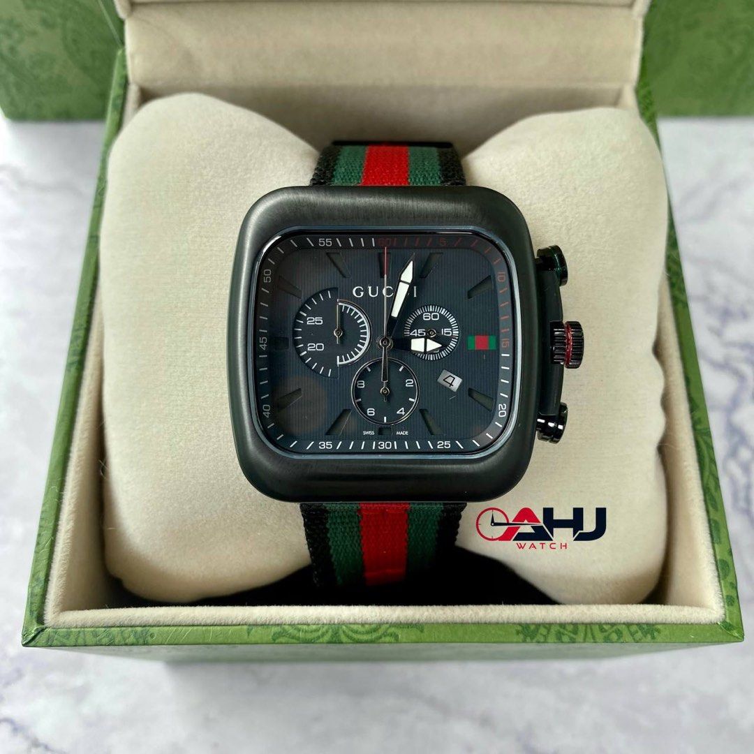 PREORDER ORIGINAL GUCCI G COUPE CHRONOGRAPH BLACK DIAL TRI