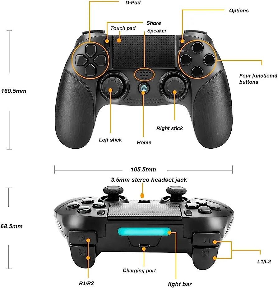PS4 Controller Powcan PS4 Controller Wireless Bluetooth Controller