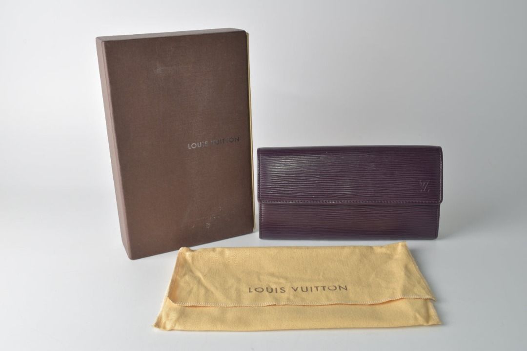 Sold at Auction: 0, LOUIS VUITTON Epi Sarah Wallet Dark Purple