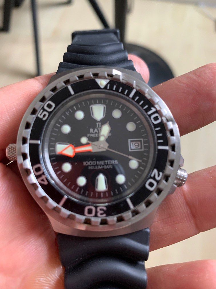 Ratio diver watch with 1000m helium sapphire Crystal , Men's Fashion