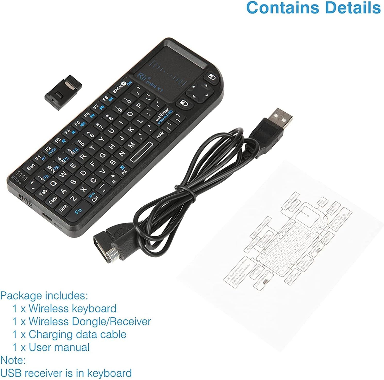 Rii 2.4G Mini Wireless Keyboard with Touchpad Mouse,Lightweight ...