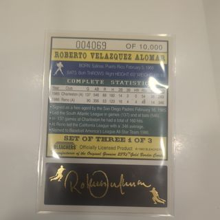 Roberto Clemente, Roberto Alomar gold boarding cards
