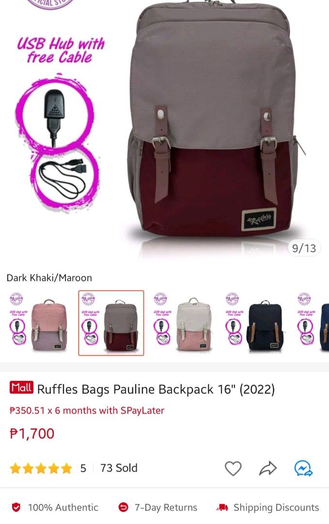 Ruffles Bag Dark Khaki Maroon Women s Fashion Bags Wallets Backpacks on Carousell